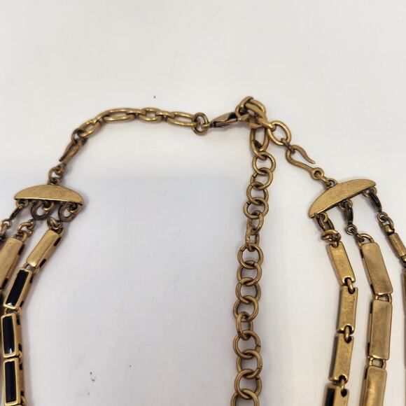 Stella and Dot Plume Gold Tone Black Blue Layered Statement Necklace Multi Wear - Picture 4 of 8